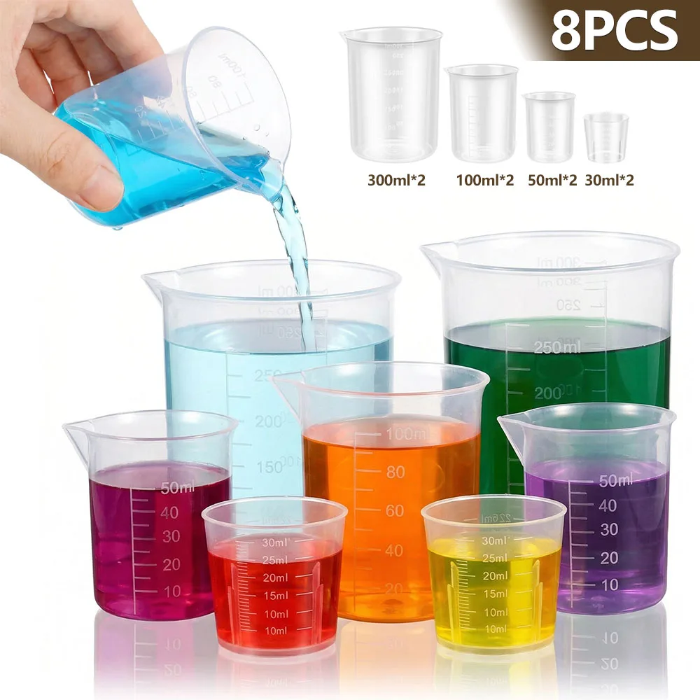 Plastic Cup 50Pcs - Набор из 8 пластиковых мерных стаканов