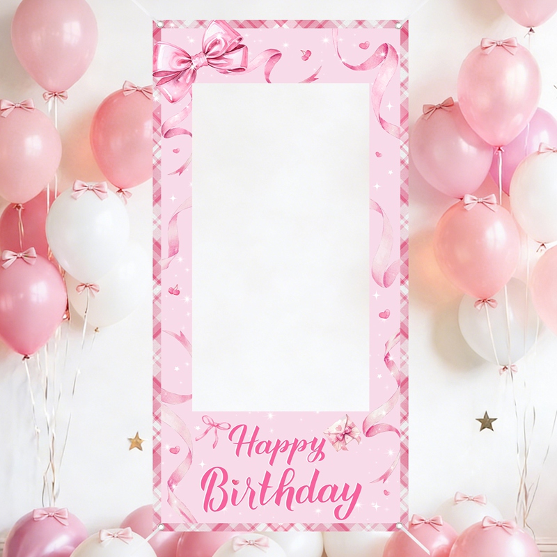 Photo Booth Frame - Розовая рамка для фотосессии с бантом,