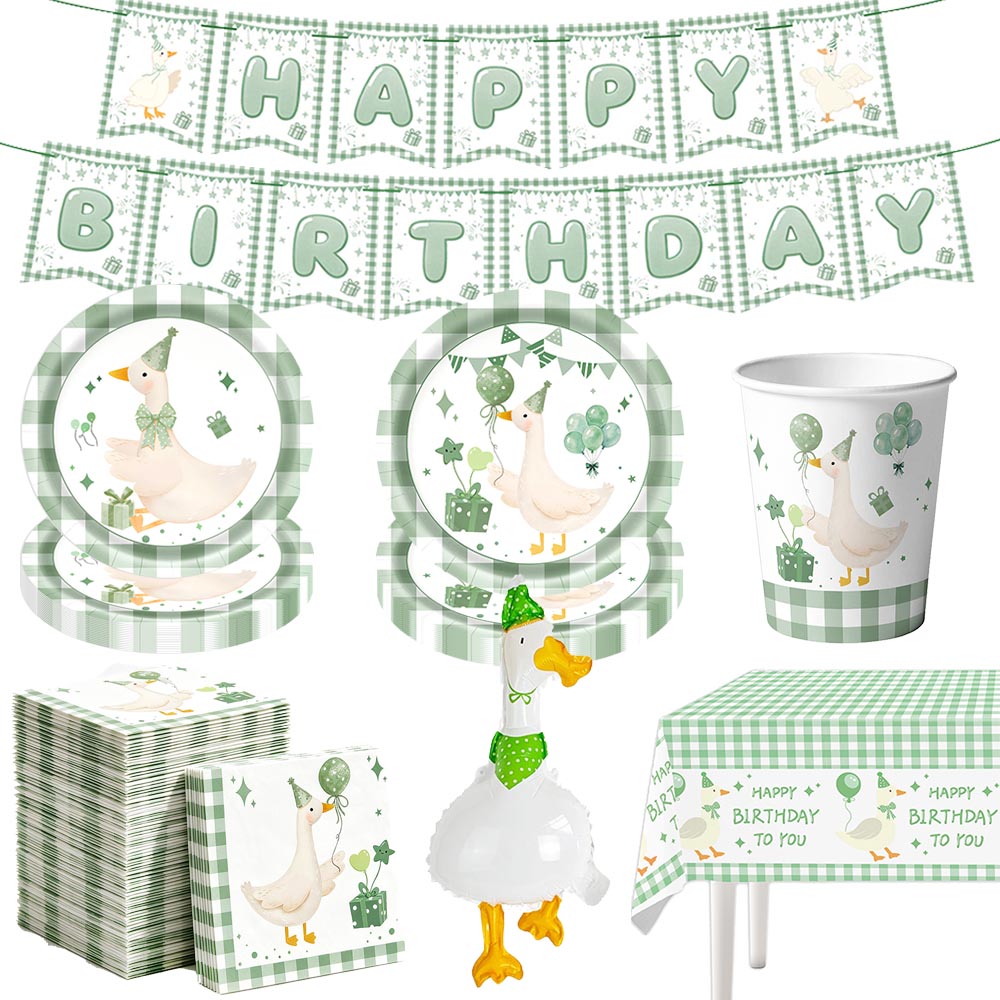 Table Cloth Disposable - Одноразовая посуда Green Silly Goose: бумажные