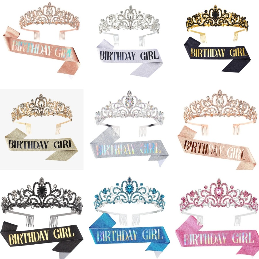 Birthday Sash Glitter - Набор из 2 предметов: корона-тиара с