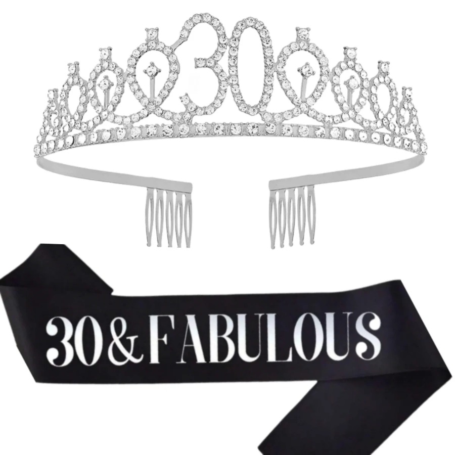Блестящая серебристая корона-т – обзор и цена Birthday Sash Glitter