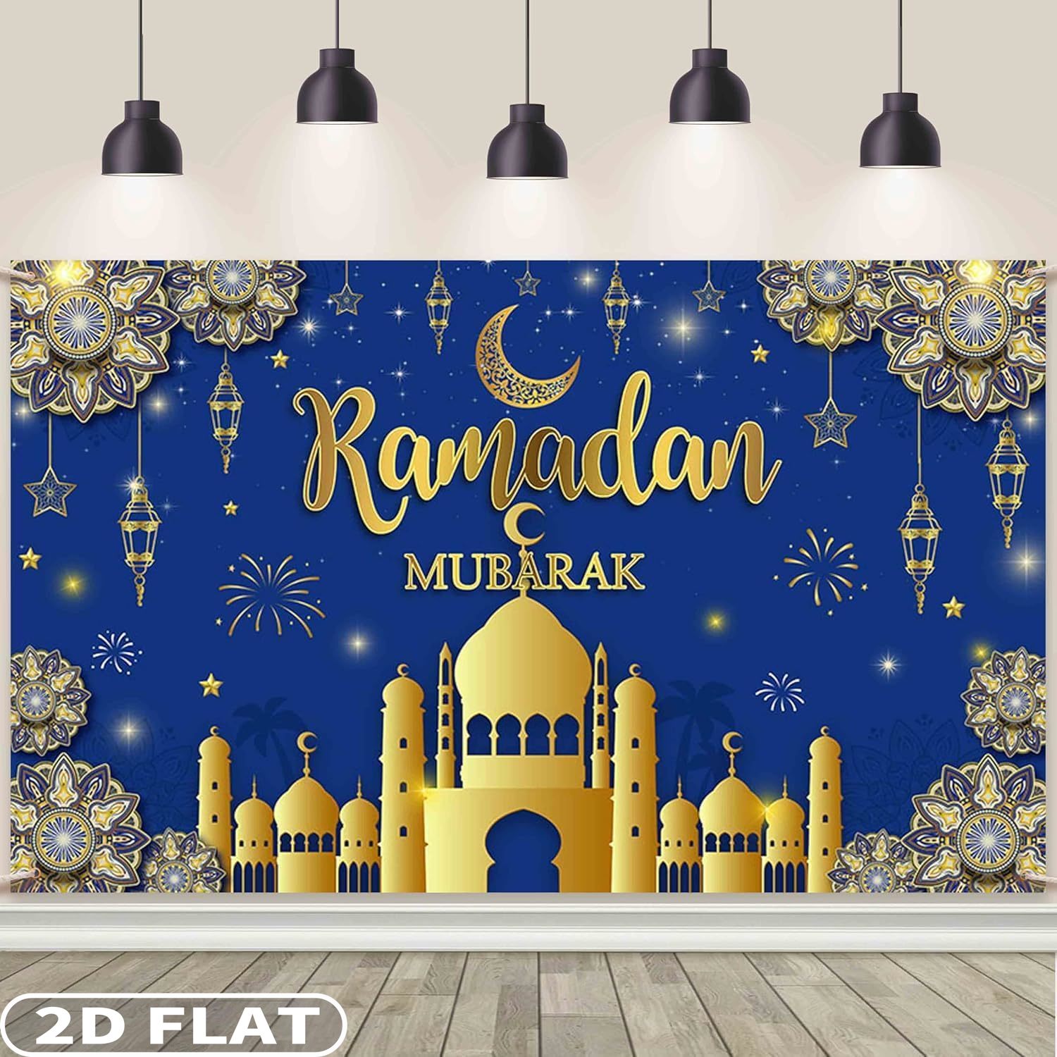 2D FLAT 1 шт. Рамадан Мубарак  – обзор и цена Party Banner Gold