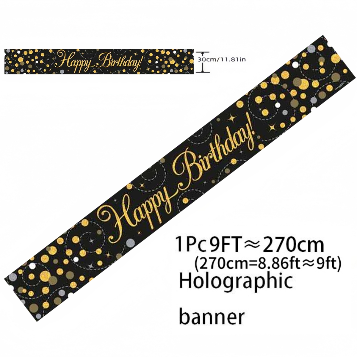 Черно-золотой голографический  – обзор и цена Party Banner Gold